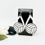 Leather Volleyball White Silhoutte Earrings
