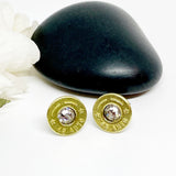 Womens Brass Star line 45 Auto Studs Earrings With Crystals