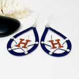 Navy Silhouette Baseball Earrings