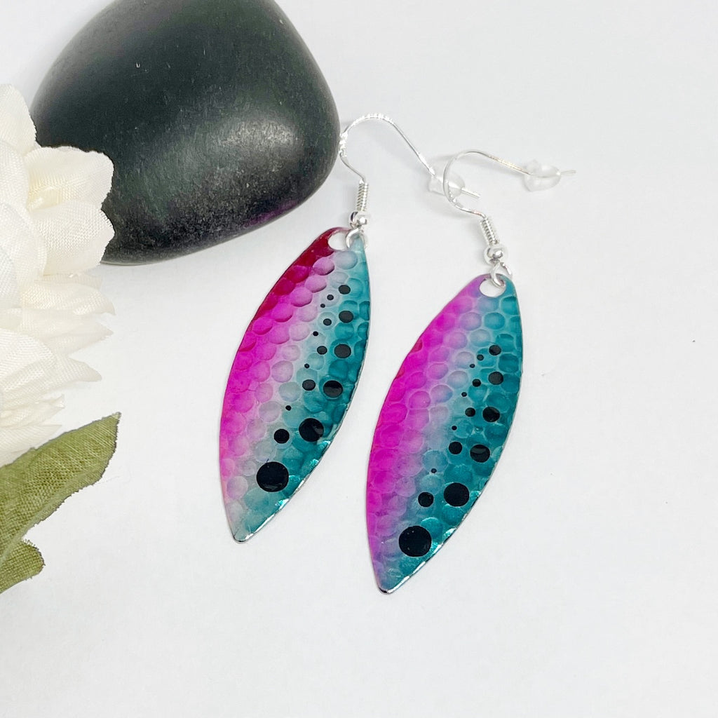 Fishing Lure Pink & Blue Earrings Spinner Fishing Jewelry – Ammo Bling Queen