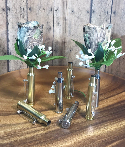 Wedding Bullet Boutonnière In Brass Or Nickel Options Wrapped In Color Wire