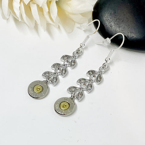 Womens Silver Crystal Bullet Earrings