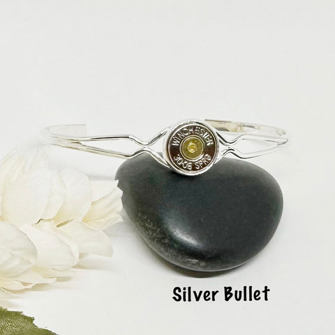Bullet Silver Birthstone Cuff Bracelet Ammo Jewelry For Women