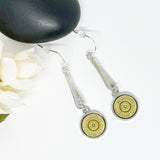 Bullet Bar Silver Or Brass Earrings With Crystals