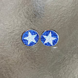 Baseball Orange Or Blue Glitter Stud Earrings