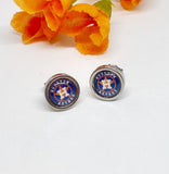 Houston Star Tiny Baseball Earrings