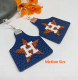Houston Orange Glitter Star Cow Tags Earrings