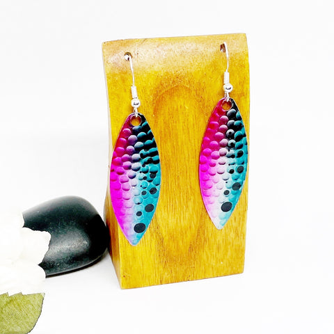 Fishing Lure Pink & Blue Earrings Spinner Fishing Jewelry