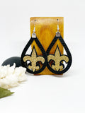 New Orleans Faux Leather Fleur de Lis Silhouette Earrings