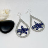 Dallas Texas Star Glitter Blue Silhouette Earrings
