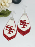 Red Glitter SF 49 ers Double Leather Earrings