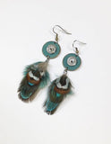 Turquoise Feather Bullet Earrings